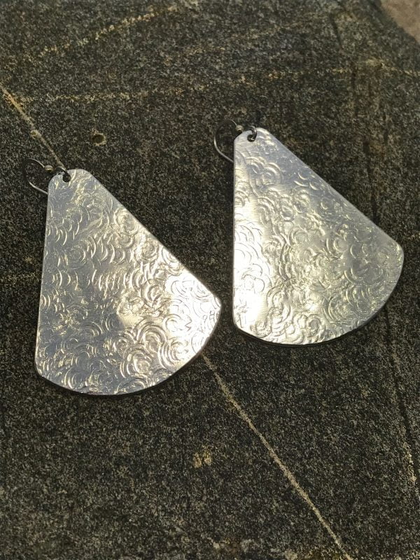 Large Raindrop Aluminum Fan Earrings