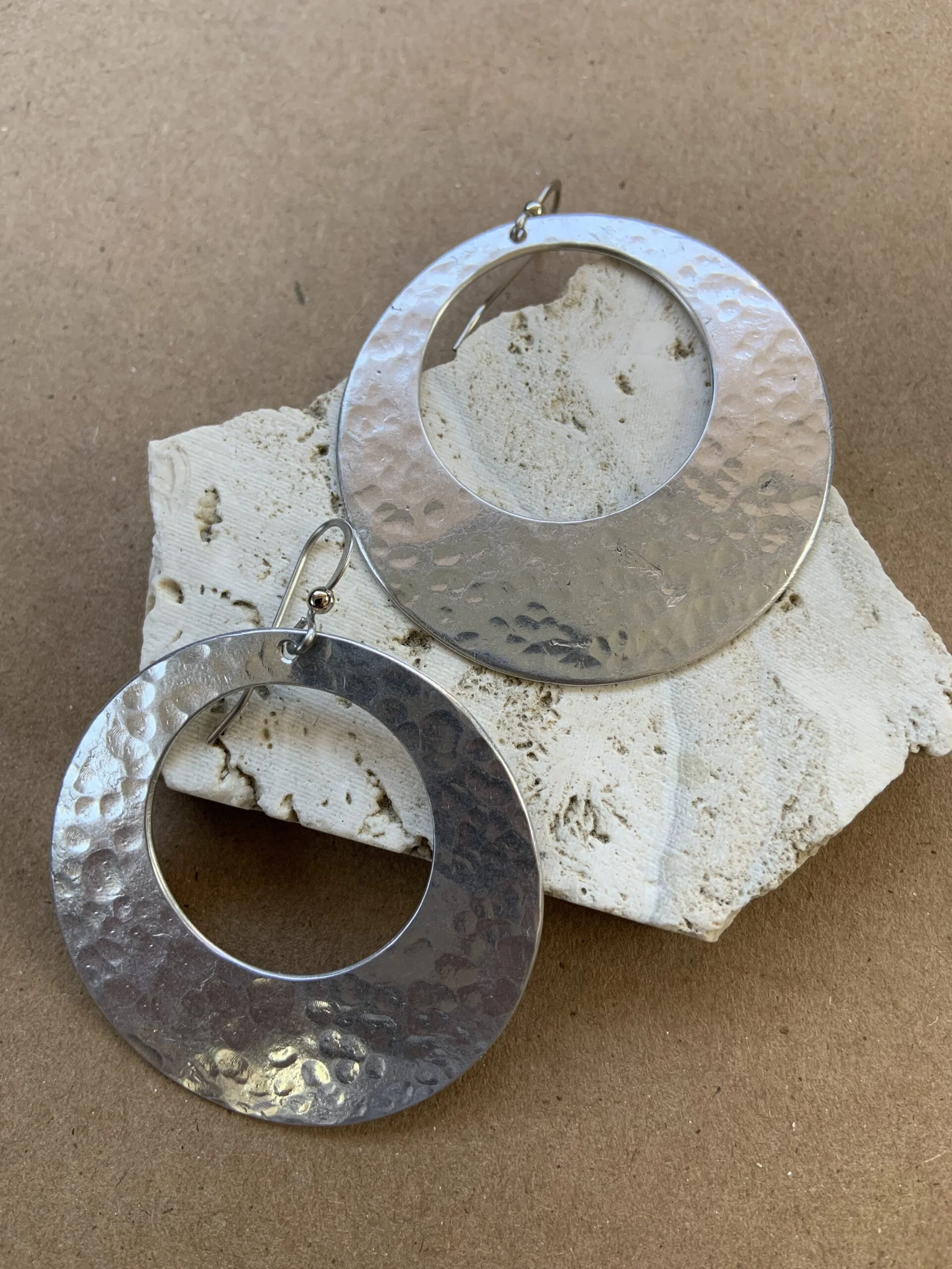 large hammered aluminum earrings - Image 2